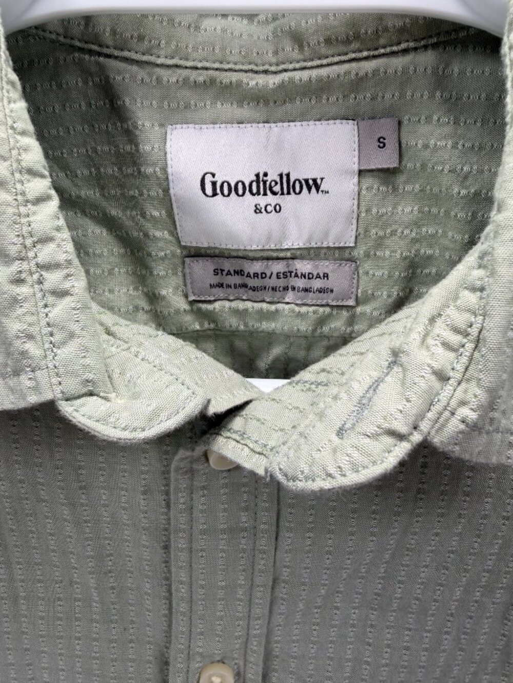 Goodfellow & Co Mens Small Sage Green Textured Cotton Button Down Shirt Categor - Picture 4 of 7